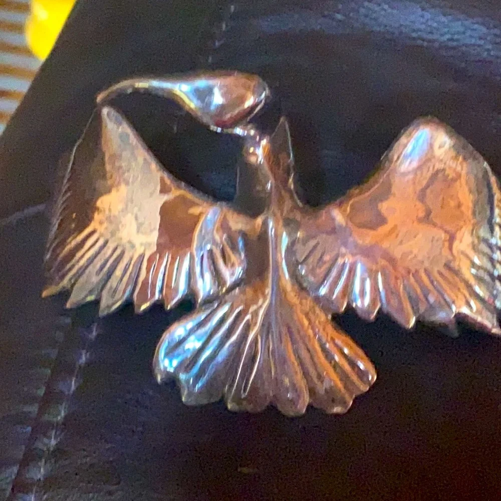 Large Sterling Silver Bird pin Brooch  vintage and RARE